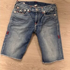 True Religion Mens Ricky Super T Flap Short Fray HemShorts- Size 33